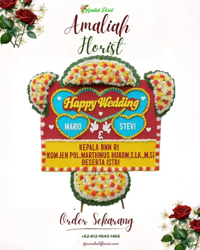 Karangan Papan Bunga Pernikahan di Cepaka